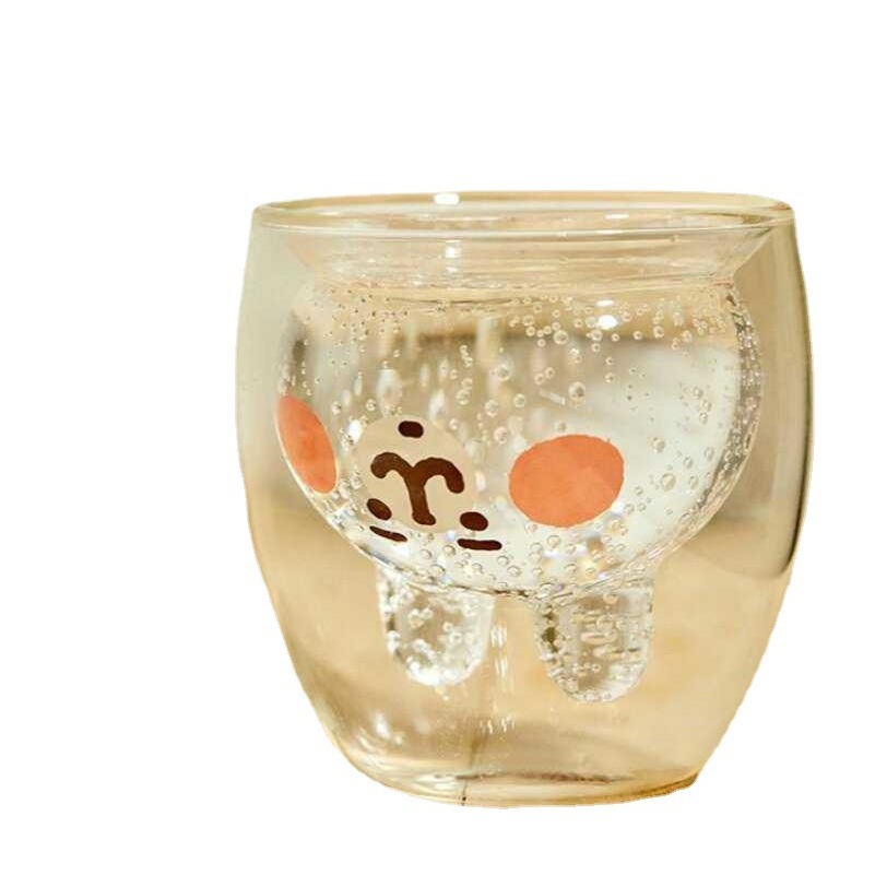 Rabbit double-layered cup Glass cup Student cartoon cup Juice Milk cup Water cup Breakfast cup Glass cup Item Picture