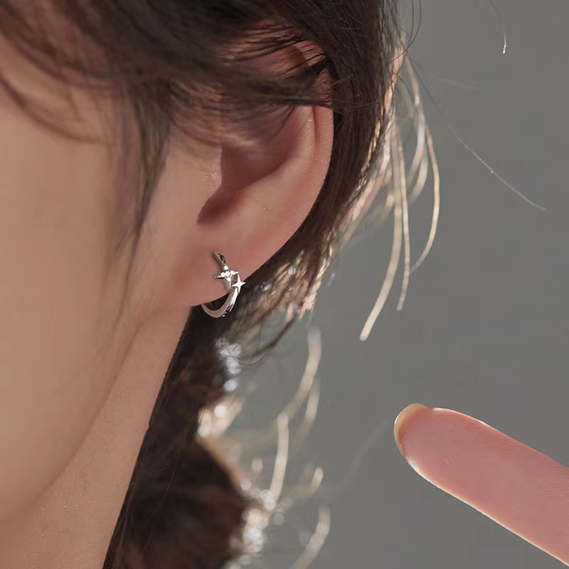 Star ear studs, a niche design for women with a slightly diamond-encrusted star stud, are a new type of light luxury and high-end spring/summer earrings for 2025 full figure