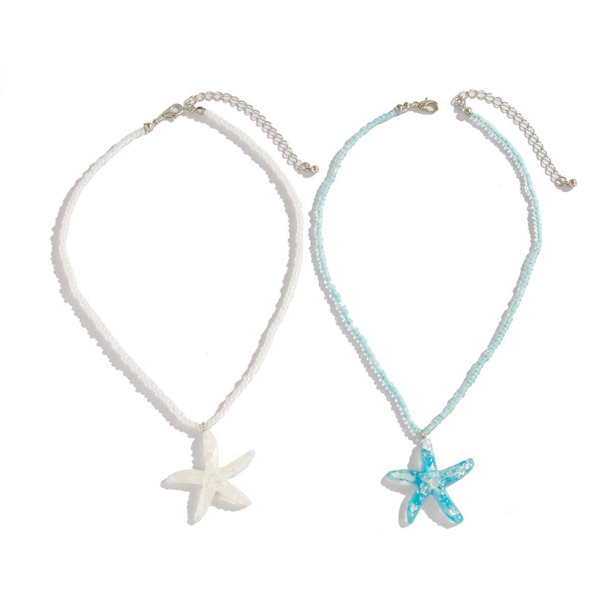 A fresh and sweet starfish pendant necklace with a cross-border beach vacation style from Europe and America, featuring a collarbone chain design Item Picture