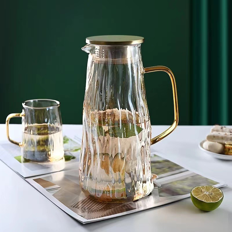 Wholesale of new summer anti-explosion cold water kettles, large-capacity beverage kettles, household high-temperature resistant glass kettles and cold water kettle sets Specification drawing