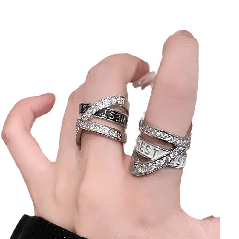 The Western Queen Saturn three-layer hollowed-out diamond-encrusted open ring, sweet and cool style, high-end feel, women's niche, light luxury, ins Item Picture