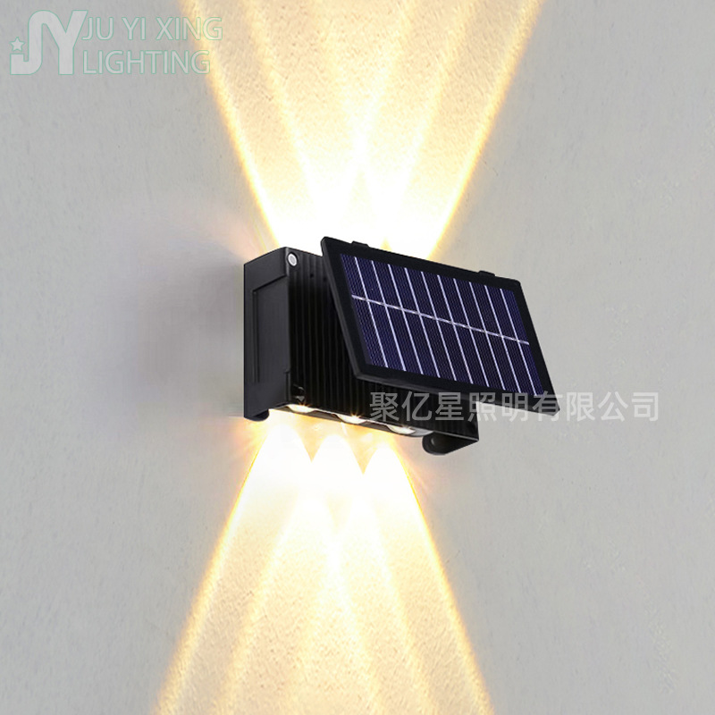 Solar wall-washing lights, outdoor waterproof wall lamps, 6LED courtyard lights, homestay fence, garden and villa decorative spotlights full figure