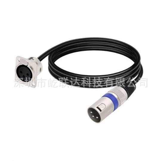 3 Pins XLR Cable D-Type XLR Female Panel to XLR Male Connect Specification drawing