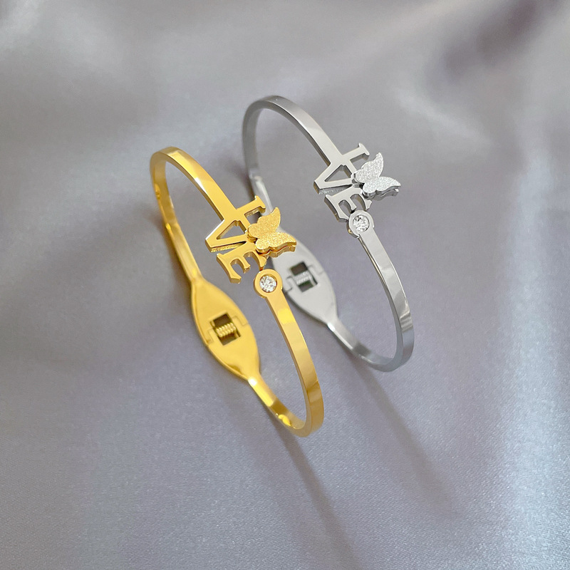【 All-titanium Steel 】 European and American INS style butterfly titanium steel bracelet, minimalist cross-border retro fashionable stainless steel jewelry details Picture