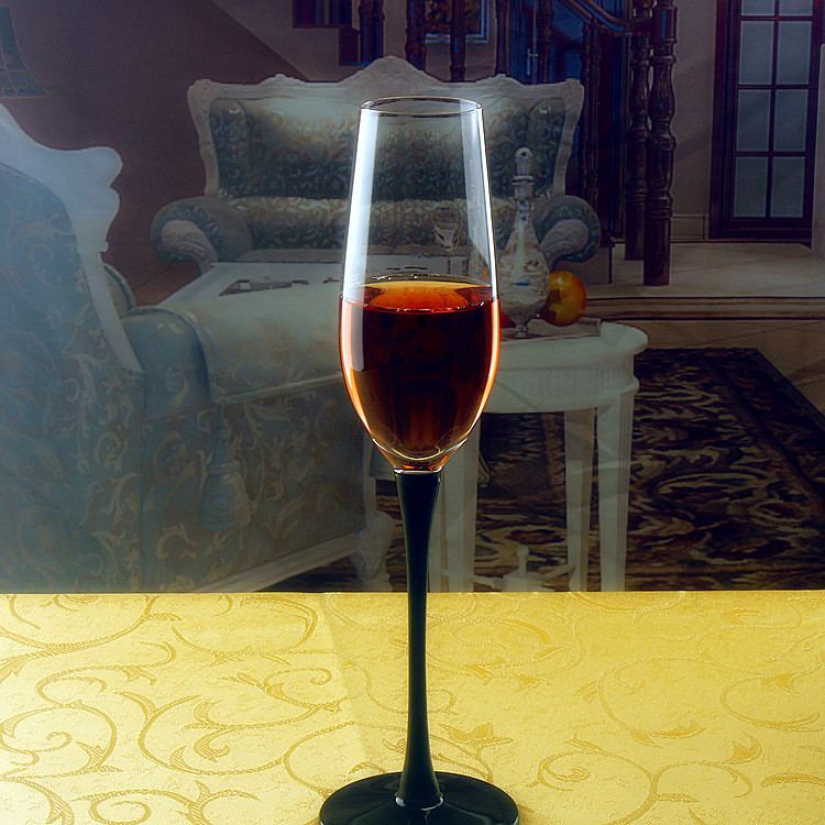 Handcrafted glass highball glass, original color black stem champagne glass, factory direct sales, flute champagne glass, glass cup Specification drawing