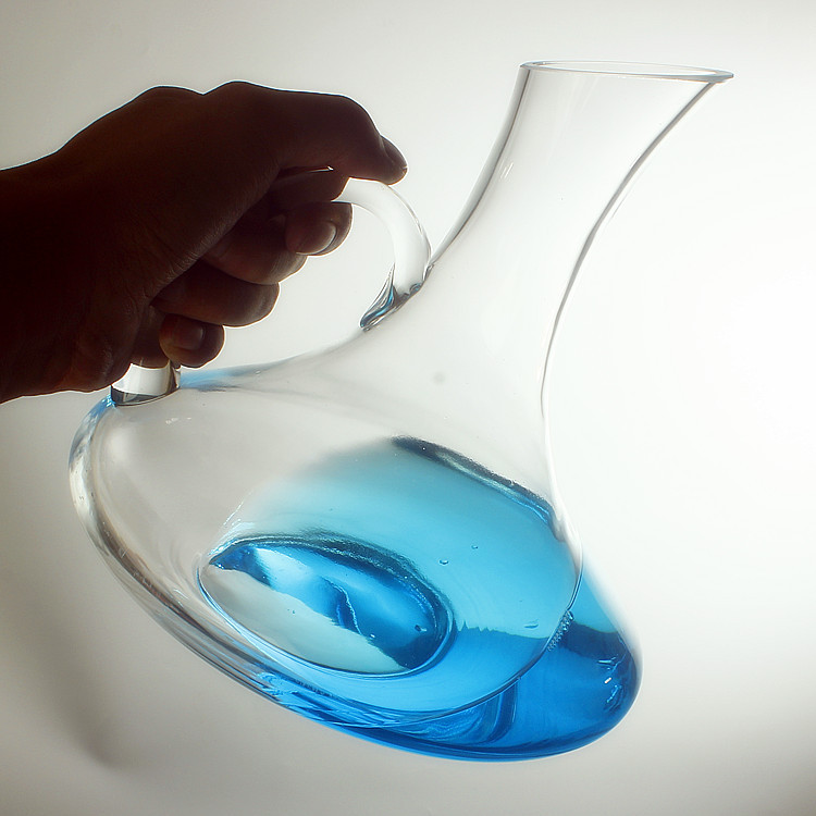 Blown crystal glass decanter, slanted pouring device with handle, red wine dispenser set, factory direct sales Specification drawing
