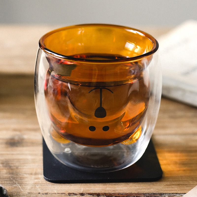 Little Bear Glass Cups, household double-layer glass cups, high borosilicate milk cups, coffee cups, breakfast cups, double-layer cups, water cups Application Scenario