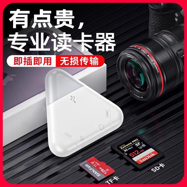 Magnetic SD/TF card reader is suitable for Apple phones, Type-C/USB computers, Android tablets and camera card readers full figure