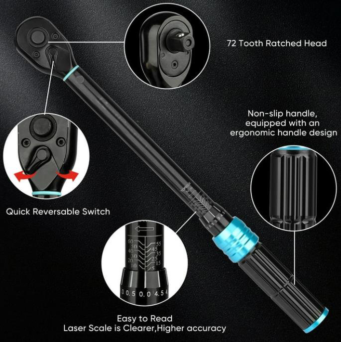 11-piece 3/8" bicycle, motorcycle and car magnetic spark plug universal head screwdriver torque wrench set Application Scenario
