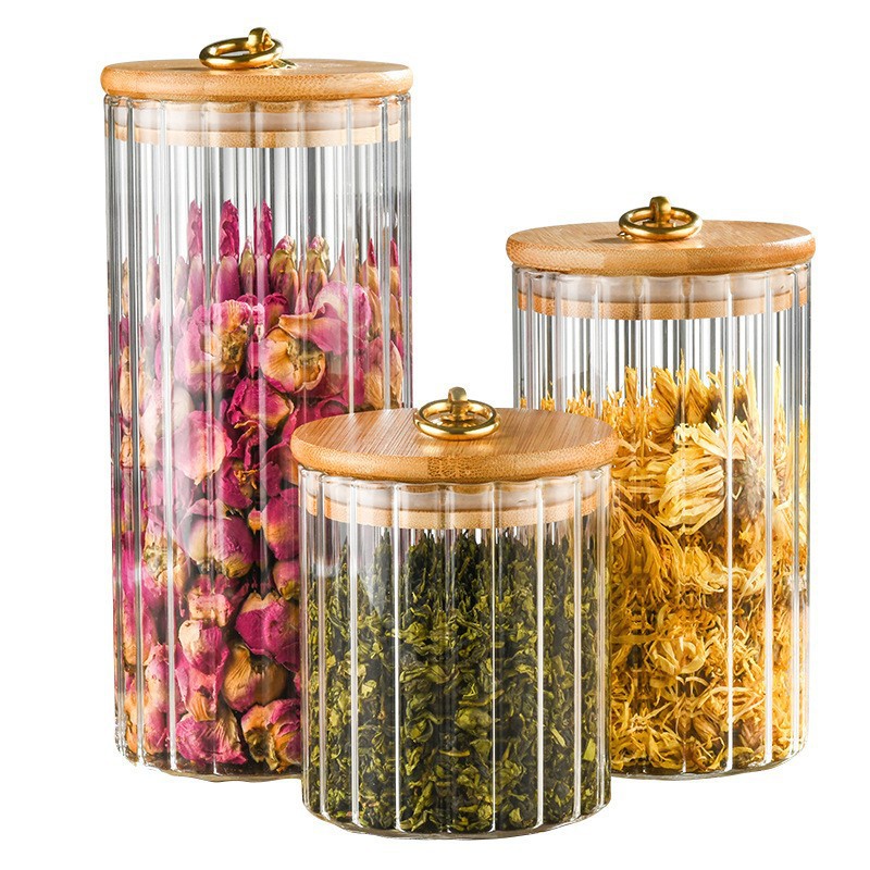 Japanese-style glass sealed jars, condiment sealed jars, food flower tea jars, household storage jars, pepper and melon seed storage jars Specification drawing