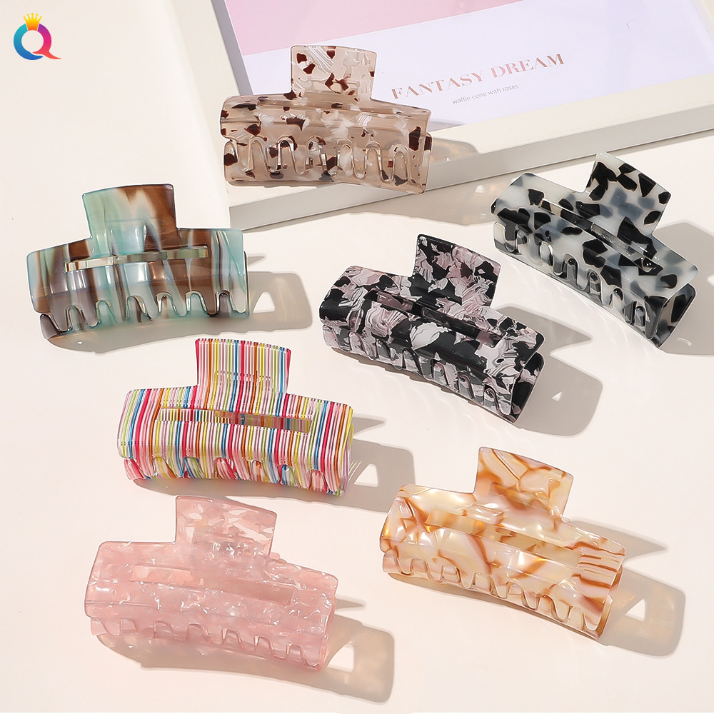 Qiyue acetic Acid Board Korean internet-famous tortoiseshell hair accessory, girl's large, simple and elegant hair clip shark clip full figure