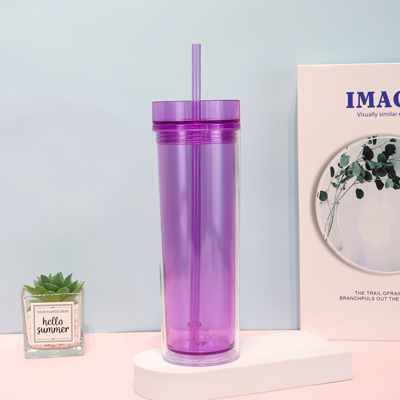 New fashionable straw cup, double-layer high-temperature resistant straight cup, concave mouth office large-capacity water cup, factory wholesale Application Scenario