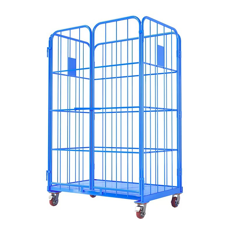 Warehouse logistics cage carts, folding metal trolleys, workshop grid push-pull carts, warehouse turnover carts, mobile tool carts Item Picture