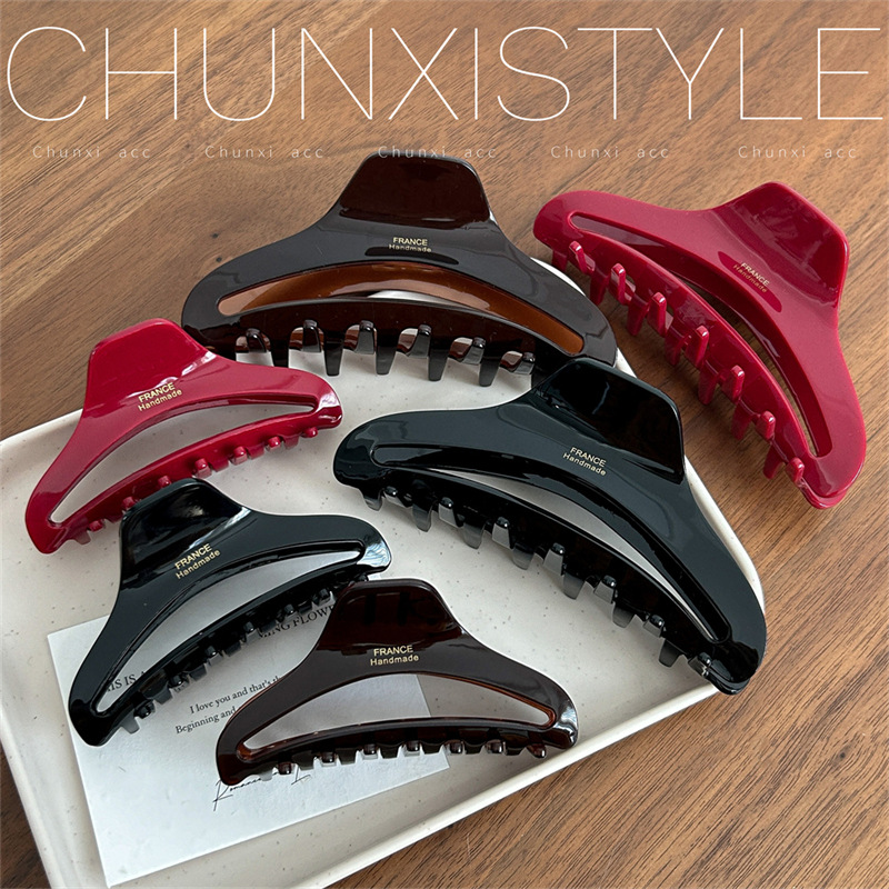 Korean ins arc-shaped high-end hairpin grab acetate 2024 new France shark hairpin grab hair accessory with cutout details Picture