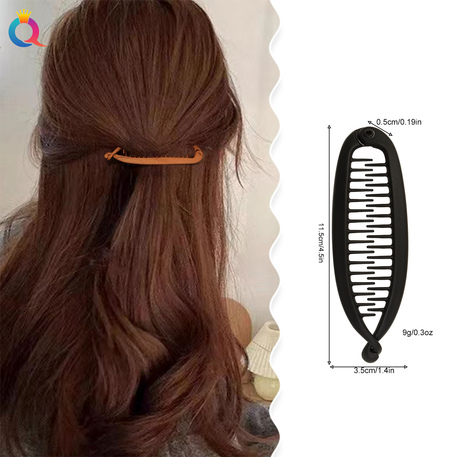 Qiyue Cross-border Bestsellers: Banana and fish clips, hairpin, fashionable comb, lazy person's hair comb, simple and fashionable hair accessories wholesale details Picture