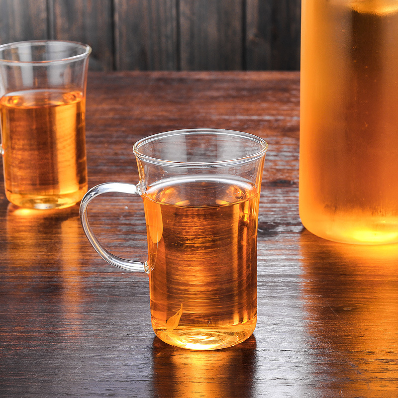 Heat-resistant juice cups, glass tea cups, tea brewing cups, office transparent glass cups, household green tea cups, water cups, tea sets Specification drawing