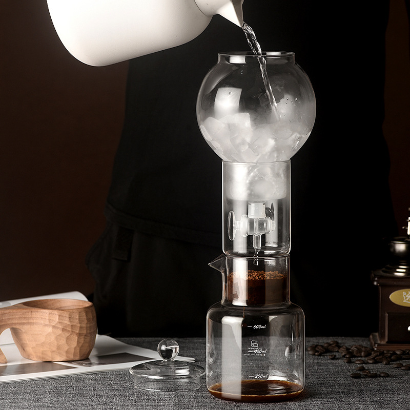 Ice drip coffee pot, drip filter cold brew coffee pot set, hand-brewed ice coffee ware, glass ice drip pot Specification drawing