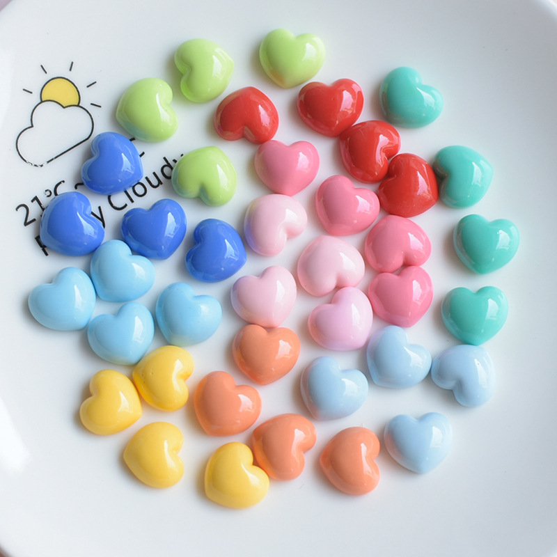 Candy-colored glossy heart-shaped resin accessories, cream glue, diy accessories, self-made handcrafted hair clip accessories, material patches details Picture