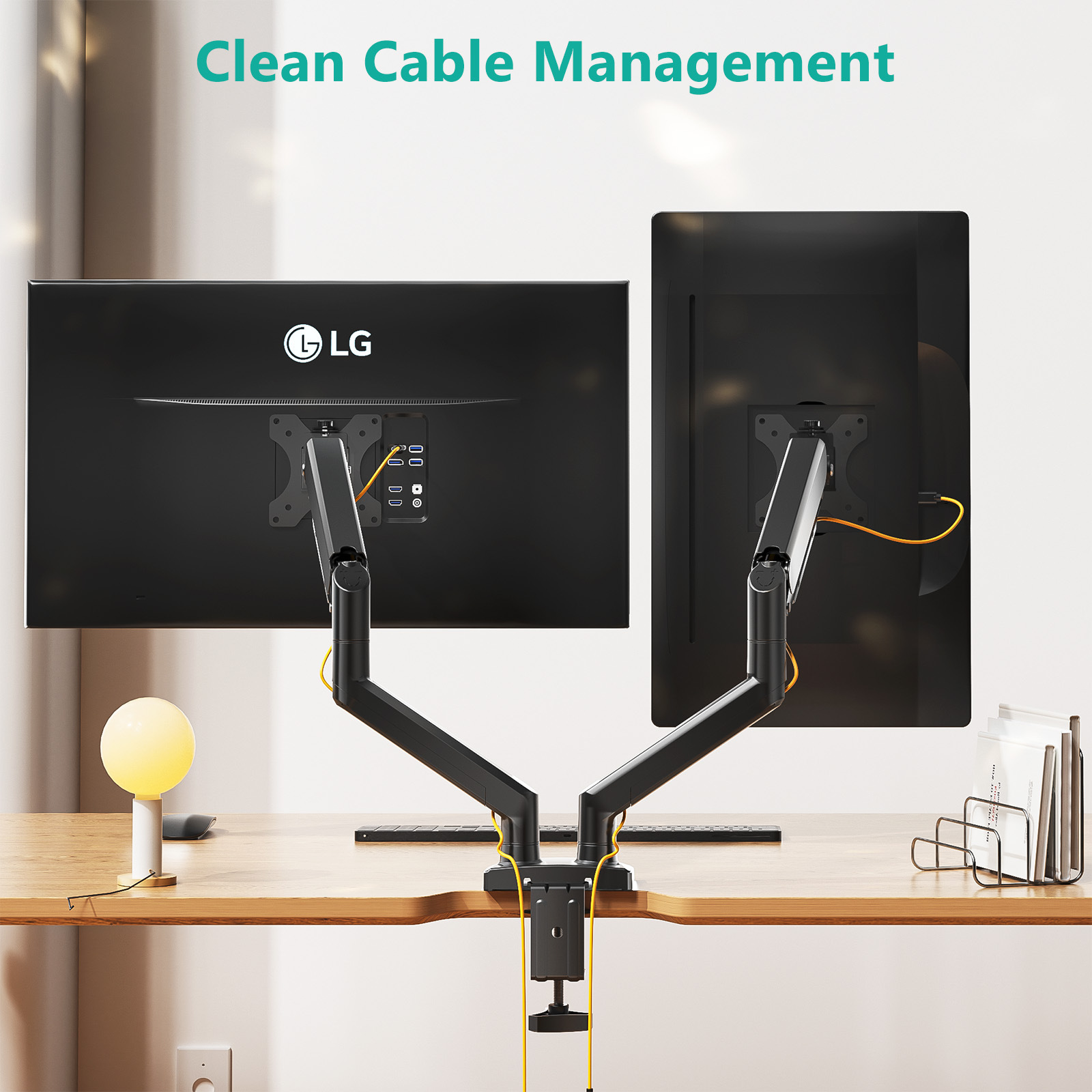 Monitor stand, display screen curved screen stand, double-arm gas spring stand, computer stand Application Scenario