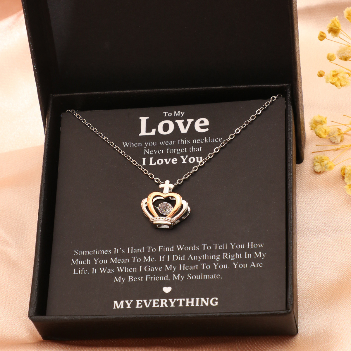European and American cross-border jewelry Mother 's day necklace for women, simple necklace gift box, holiday gift mom necklace Specification drawing