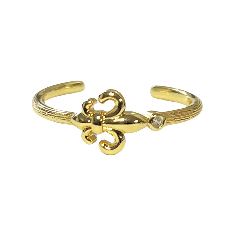 Iris flower high-end plain ring open ring for women, simple, light luxury, niche design, versatile and exquisite couple ring Item Picture