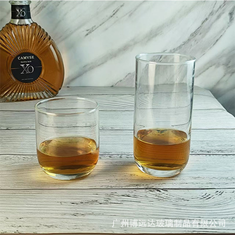 Tempered glass cups, whisky wine glasses, transparent heat-resistant household straight round tea cups, drinking cups, straight beer glasses Specification drawing