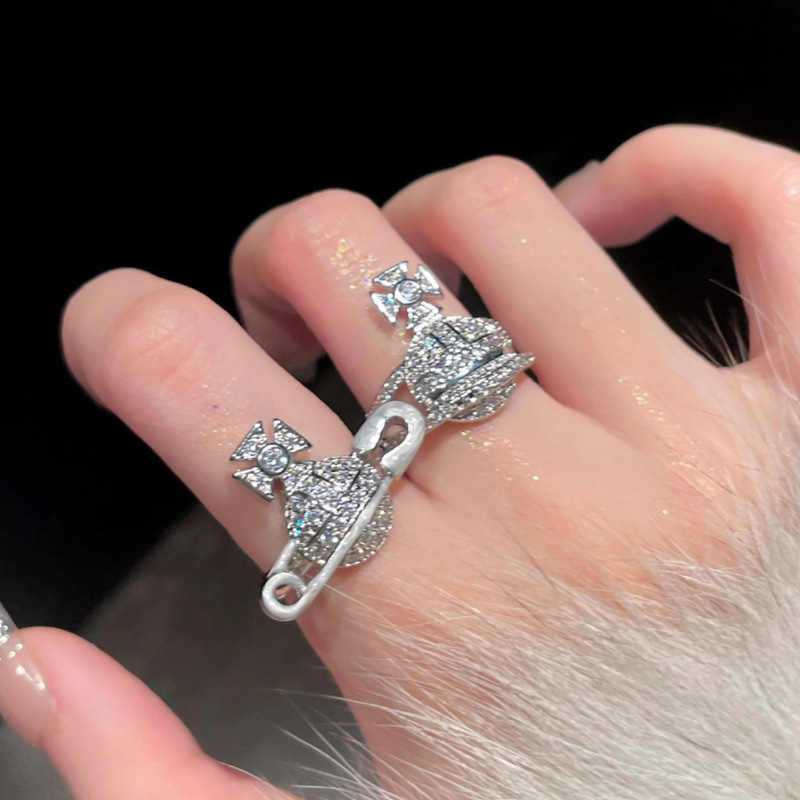Saturn Ring women's niche design fashionable and individual index finger ring zircon opening decoration for girls, high-end and light luxury trend full figure