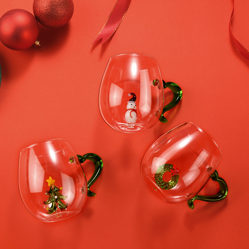 Three-dimensional Christmas cups, custom-made Christmas festival gifts, water cups, heat-resistant breakfast milk coffee cups details Picture
