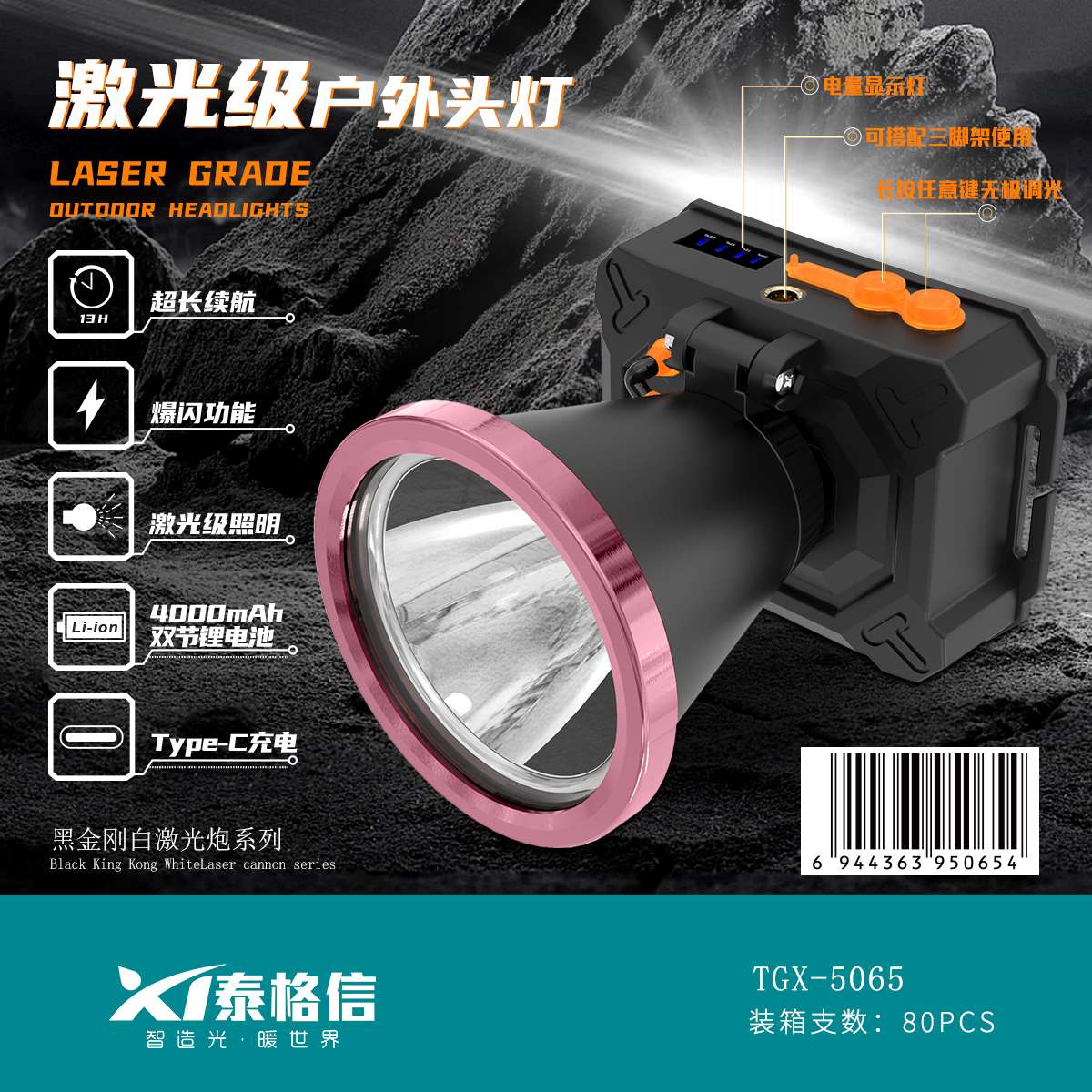 Tegxin Outdoor Mountain Camping Rechargeable Multi-functional Headlamp TGX-5065