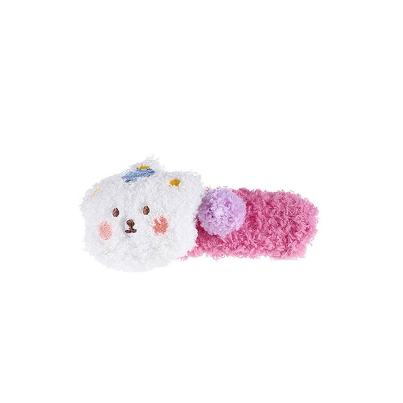 Spring and summer lamb fur cute bear hair clips, large female plush duckbill clips, face wash hair accessories, side bangs clips Item Picture