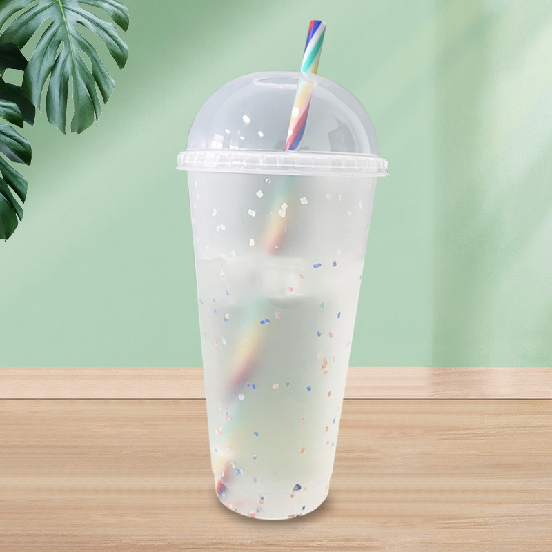 24oz new arched lid rainbow straw cup, a popular foreign trade drinking water straw cup, adult transparent 710ml wholesale Specification drawing
