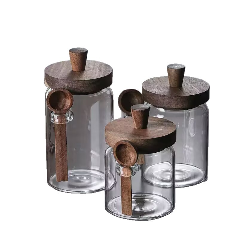 Coffee bean storage jar, glass sealed jar, small bottle with spoon, coffee bean storage box, coffee powder storage jar, tea jar Item Picture