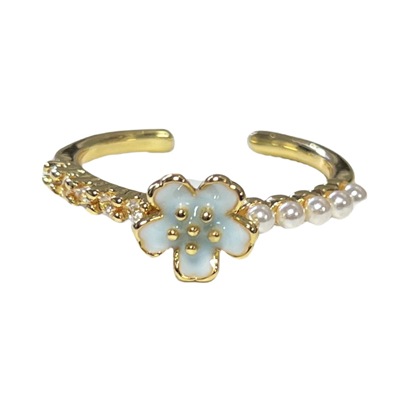 The new trend of enamel drop glaze ring, a unique and niche design with a sense of sophistication and freshness, and an olive green opening ring Item Picture