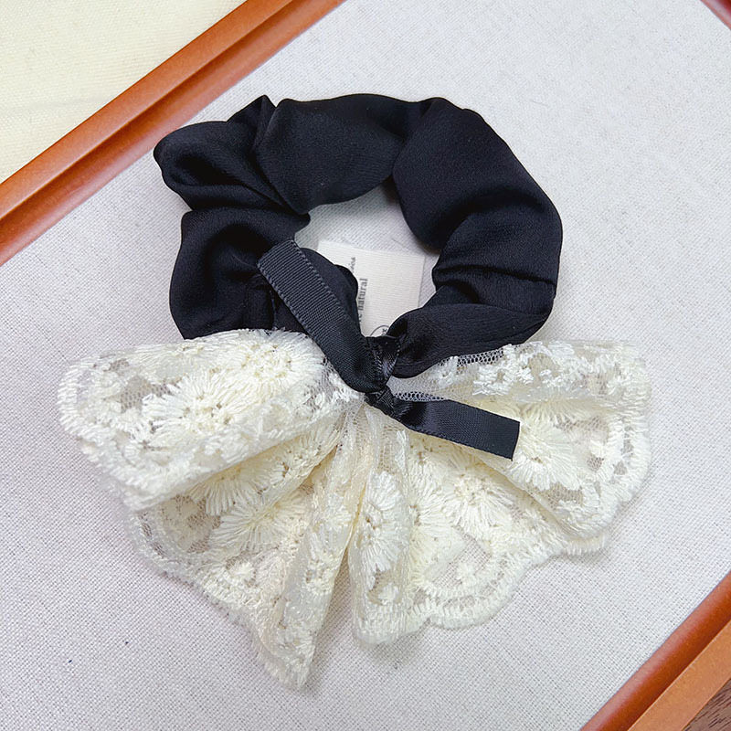White lace bow large intestine hair band, Korean style hair accessory, head accessory, new popular girls' hair tie fabric hair rope Specification drawing