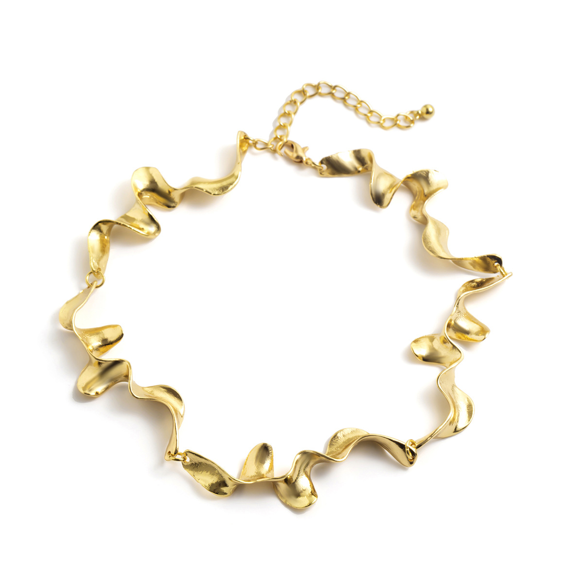 European and American cross-border liquid lava metal texture necklace for women, choker, cold style geometric twisted design sense necklace Item Picture
