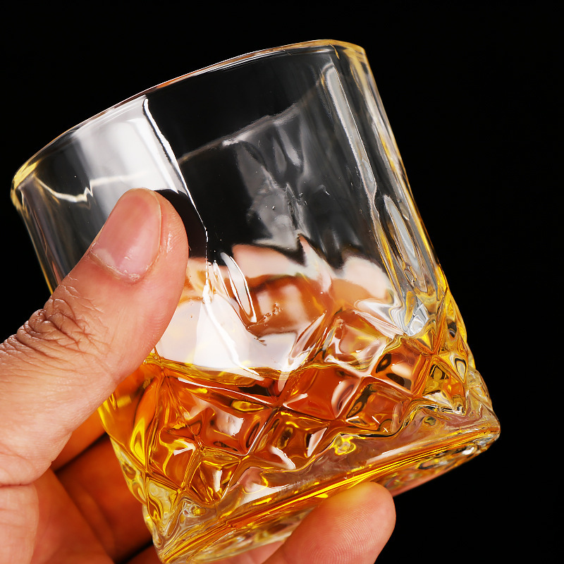 A 950ml European ins square crystal glass whisky bottle with a 230ml Bohemian wine glass set details Picture