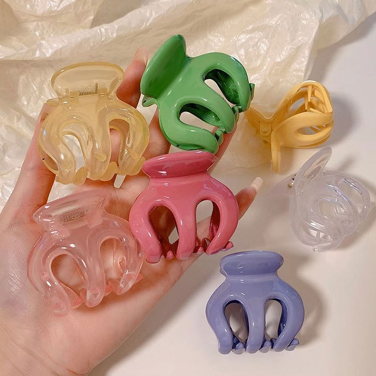 Dopamine candy-colored hair clips, cute pumpkin grab clips, large high ponytail fixed clips, back of the head hair clips details Picture