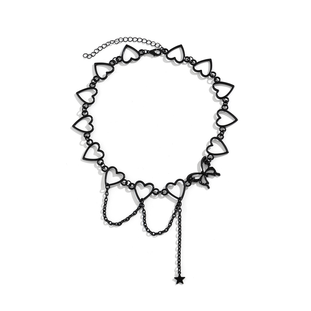 European and American cross-border star chain necklace with tassels, hip-hop collarbone chain, cold style butterfly heart circle necklace Application Scenario