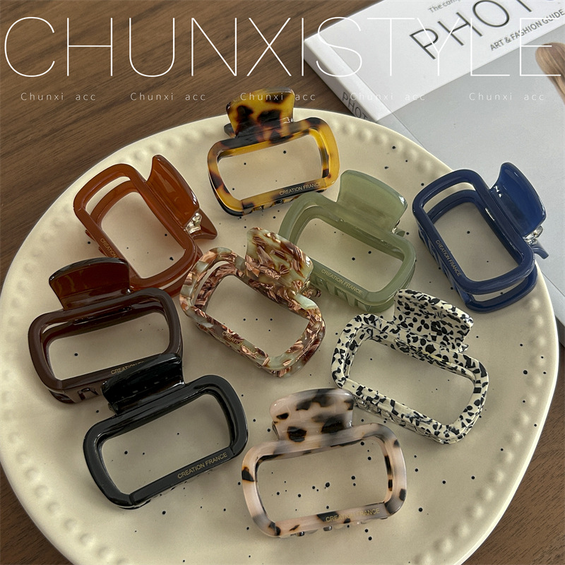 Geometric hollowed-out hairpin, tortoiseshell hairpin, female back head hairpin, medium-sized hairpin, Korean-style acetate hairpin full figure