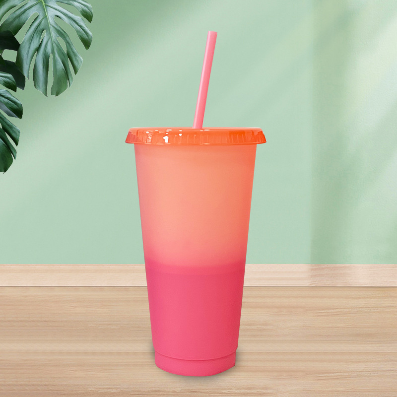 【 Customized Processing 】 Summer Large Capacity 710ml creative and personalized color-changing beverage iced coffee cup Specification drawing