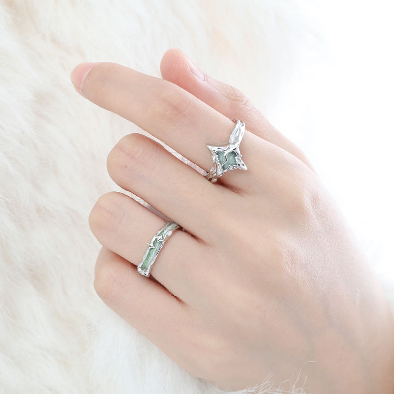 A high-end, light luxury, individual glazed open ring for women, a niche design, a cold style, and a high-end zircon fashion ring Specification drawing