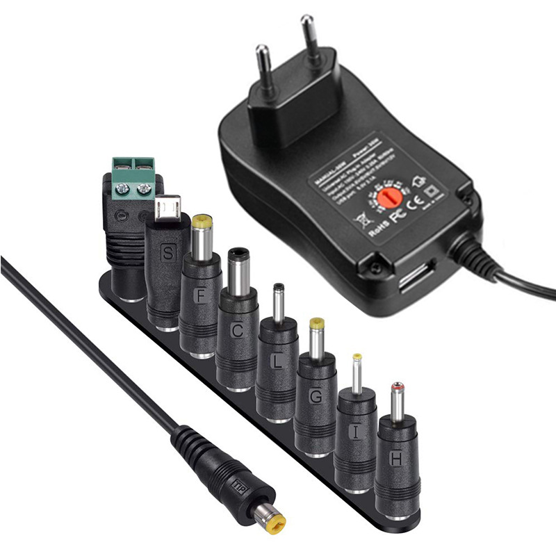 Adjustable power supply 3V-12V adapter, 30w power charger, multi-functional power adapter, 8DC head details Picture