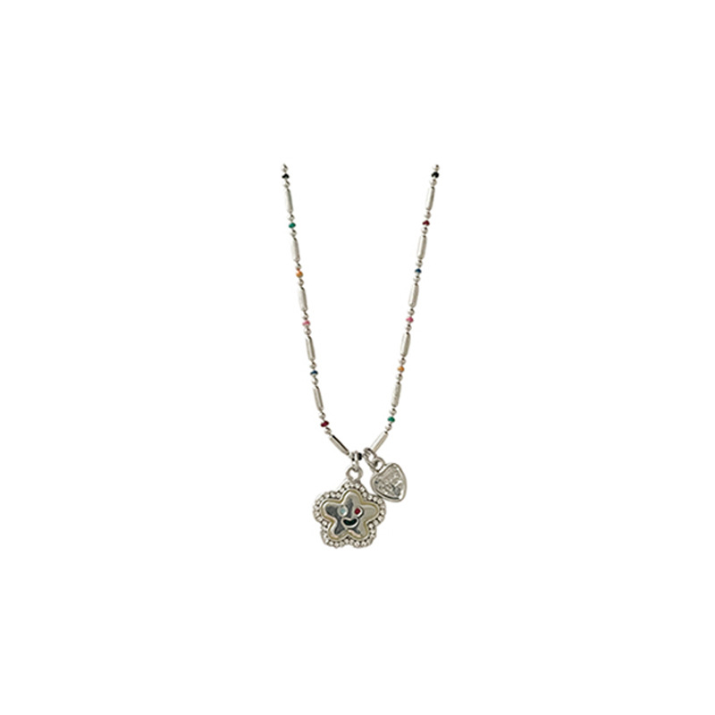 A cute and colorful flower smiling face necklace, a sweet and elegant female summer Internet celebrity, a star pendant, a collarbone chain, a trendy neck accessory Item Picture