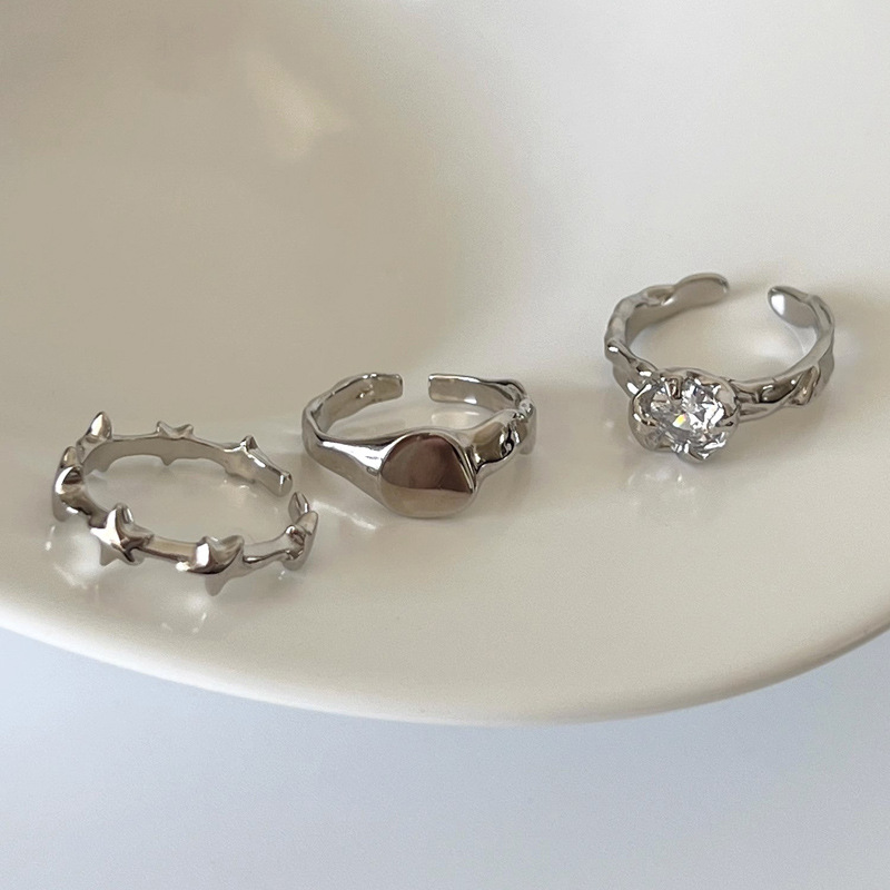A niche design sense zircon texture, a cold style open ring, a fashionable and unique female star index finger ring, minimalist Item Picture