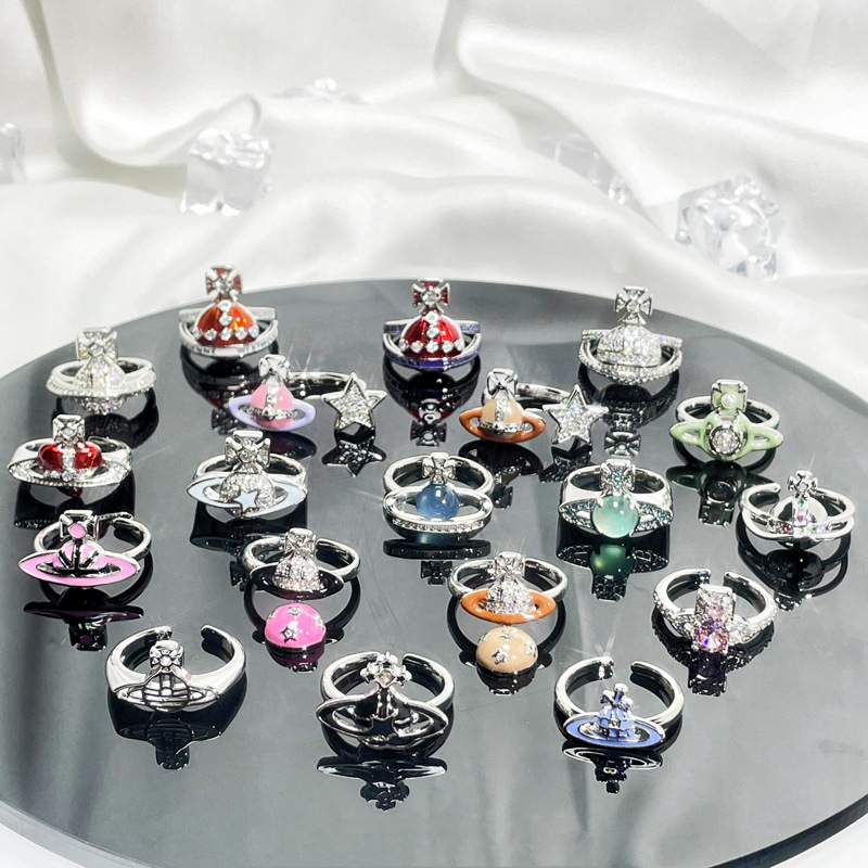 The Saturn drip glaze personalized open ring with a light luxury and high-end feel from Europe and America, a niche design with a cold and cool planetary style details Picture