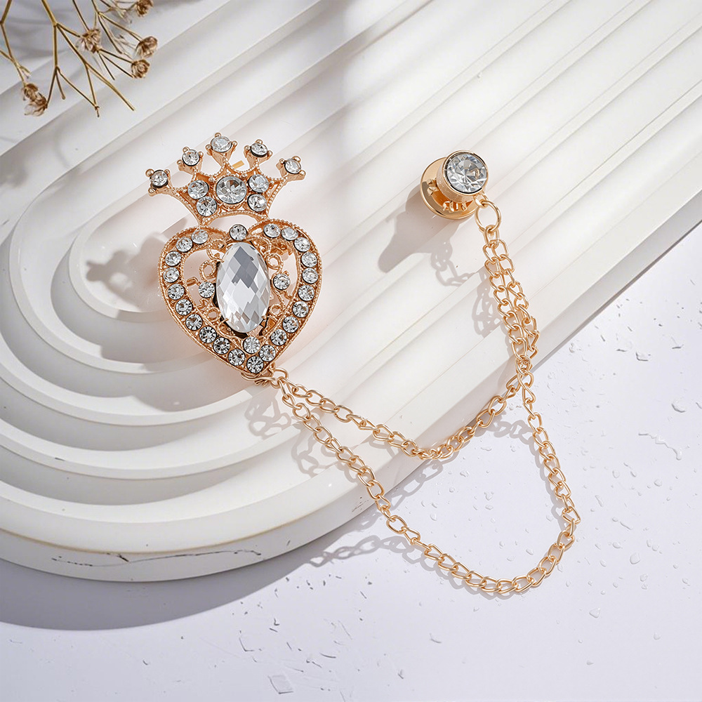 Korean-style trendy retro college style diamond-encrusted tile-shaped brooch, niche design sense, high-end and fashionable chest accessory Specification drawing