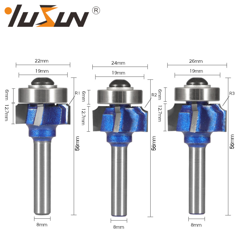 Yusheng professional-grade four-edge rounded corner cutter, edge banding cutter, paint blue woodworking milling cutter, 4-tooth R chamfering arc trimming cutter Application Scenario