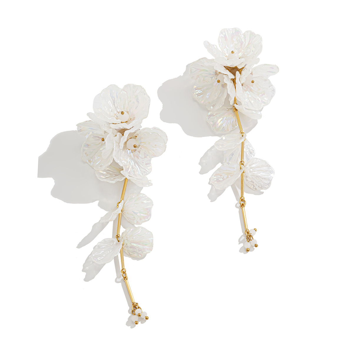 European and American cross-border jewelry: Fashionable and colorful CCB flower necklace, sweet and simple, metallic collarbone chain Item Picture