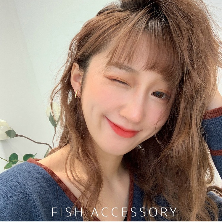 The minimalist metal ear buckles and stud earrings from Dongdaemun, South Korea, are small and exquisite geometric U-shaped, popular women's earrings Specification drawing