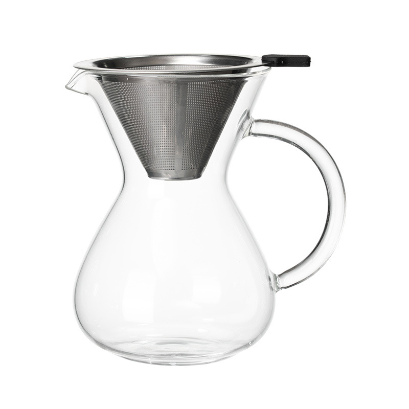 Hand-brewed coffee sharing pot, high borosilicate heat-resistant glass transparent household mocha pot with handle, cold brew drip coffee pot Item Picture